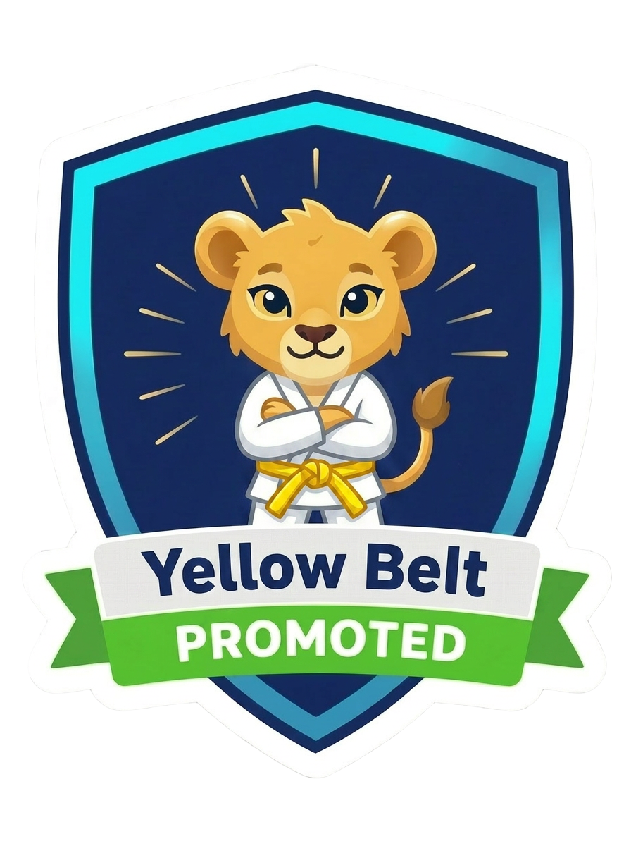 Yellow kid belt promotion sticker