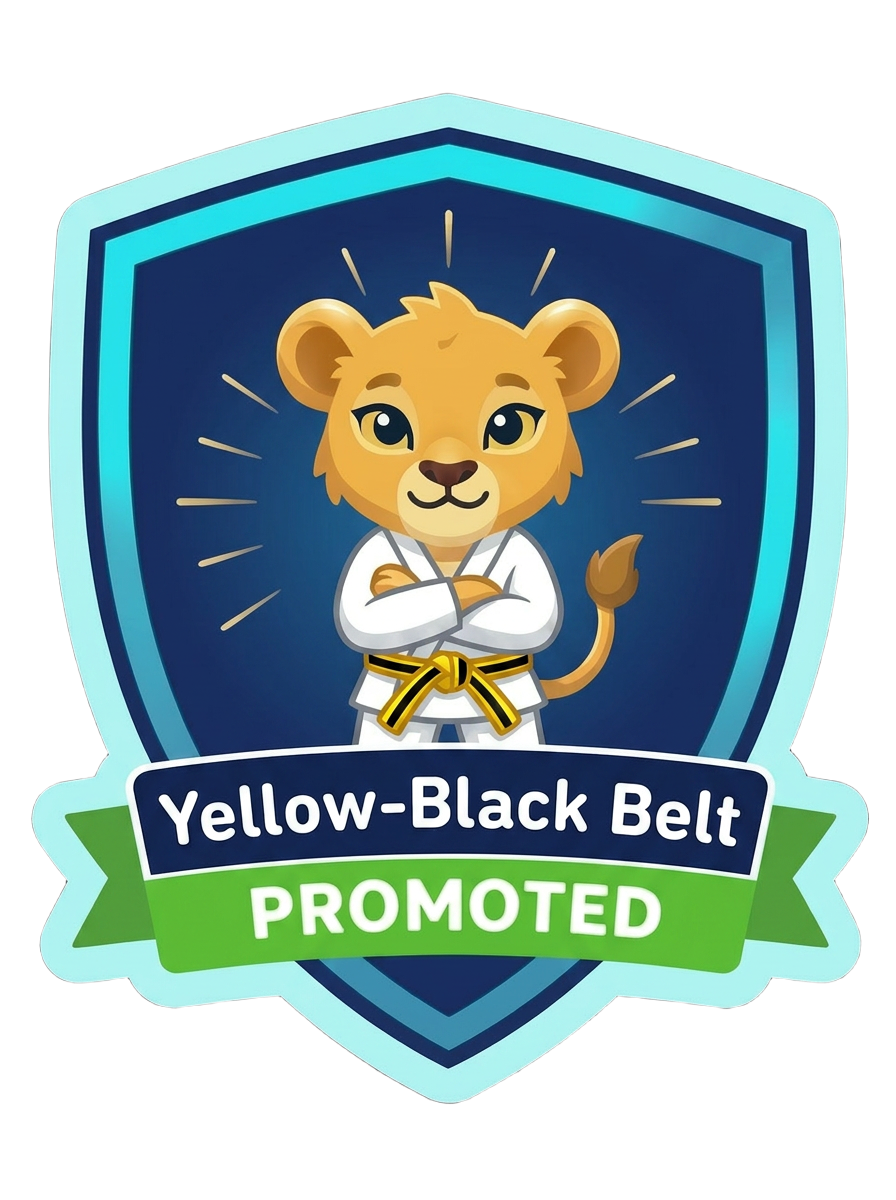 Yellow and Black kid belt promotion sticker